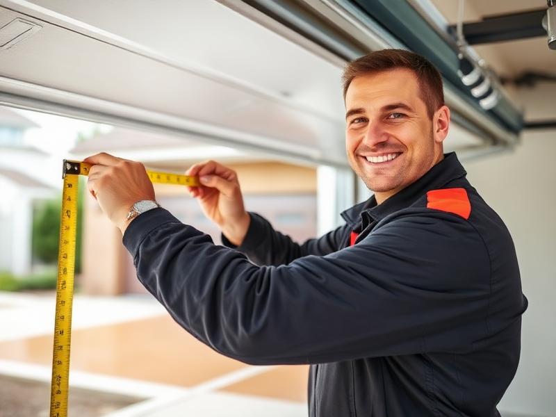 Expert garage door technician measuring for new installation